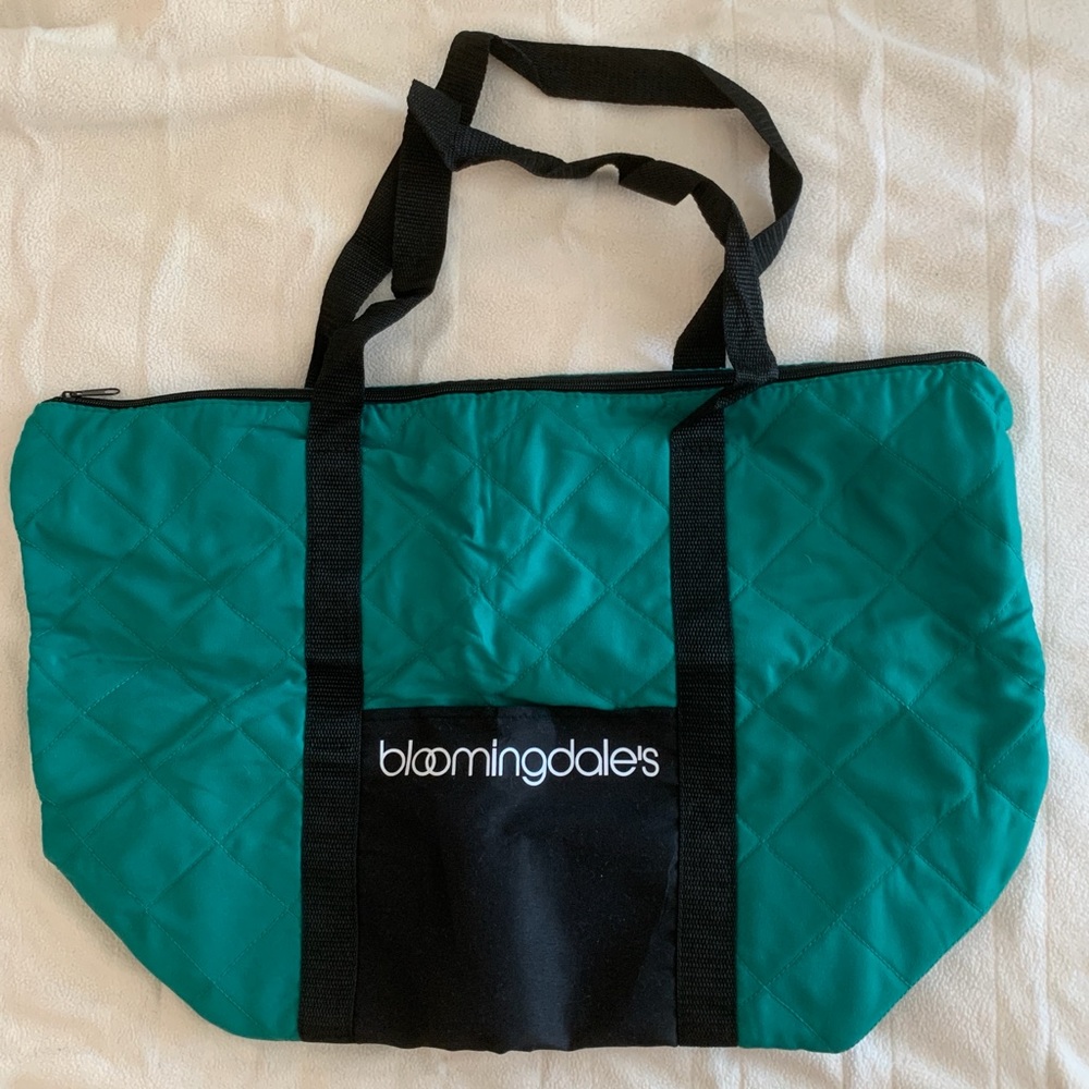 Bloomingdale's Exclusive Teal and Black Quilted Bag NWOT
